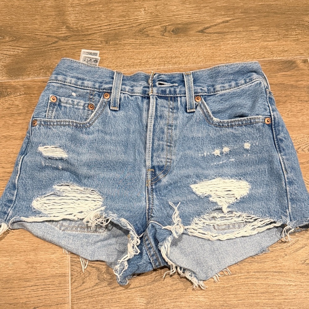 Levi's Blue Distressed Jean Shorts